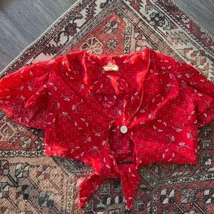 Vintage red bandana-print crop top